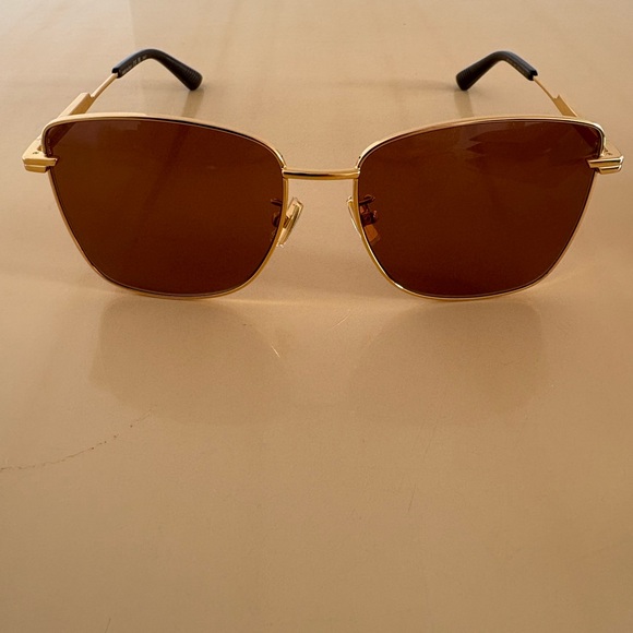 Bottega Veneta Gold Frame Sunglasses with Brown Lenses - Picture 4 of 11